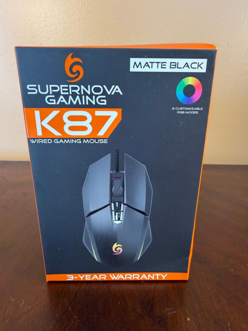 Black Matter K87 Matte Black Wired‎ Gaming Mouse with RGB Accents